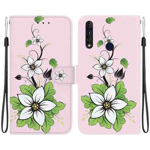 For Motorola Moto G8 Power Lite Crystal Texture Colored Drawing Leather Phone Case(Lily)