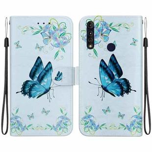 For Motorola Moto G8 Power Lite Crystal Texture Colored Drawing Leather Phone Case(Blue Pansies)