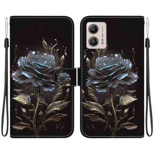 For Motorola Moto G13 / G23 / G53 Crystal Texture Colored Drawing Leather Phone Case(Black Rose)