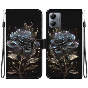 For Motorola Moto G14 Crystal Texture Colored Drawing Leather Phone Case(Black Rose)