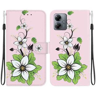 For Motorola Moto G14 Crystal Texture Colored Drawing Leather Phone Case(Lily)