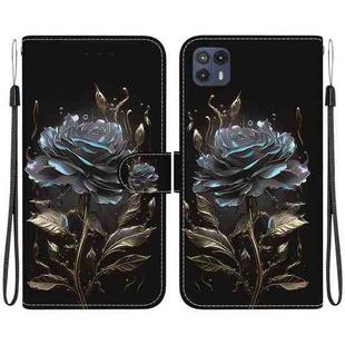 For Motorola Moto G50 5G Crystal Texture Colored Drawing Leather Phone Case(Black Rose)