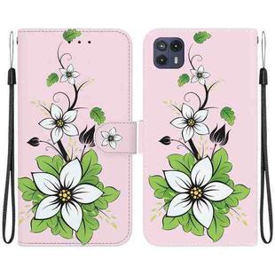 For Motorola Moto G50 5G Crystal Texture Colored Drawing Leather Phone Case(Lily)