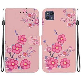 For Motorola Moto G50 5G Crystal Texture Colored Drawing Leather Phone Case(Cherry Blossoms)