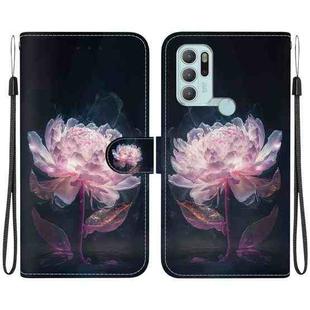 For Motorola Moto G60s Crystal Texture Colored Drawing Leather Phone Case(Purple Peony)