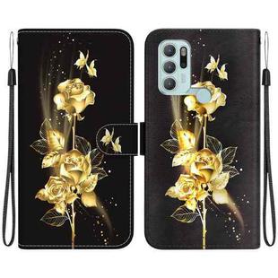 For Motorola Moto G60s Crystal Texture Colored Drawing Leather Phone Case(Gold Butterfly Rose)