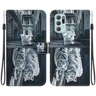 For Motorola Moto G60s Crystal Texture Colored Drawing Leather Phone Case(Cat Tiger Reflection)