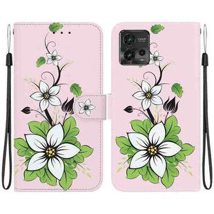 For Motorola Moto G72 Crystal Texture Colored Drawing Leather Phone Case(Lily)