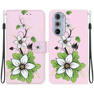 For Motorola Edge+ 2022 Crystal Texture Colored Drawing Leather Phone Case(Lily)