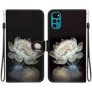 For Motorola Moto G22 Crystal Texture Colored Drawing Leather Phone Case(Crystal Peony)