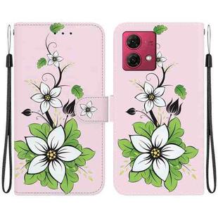 For Motorola Moto G84 Crystal Texture Colored Drawing Leather Phone Case(Lily)