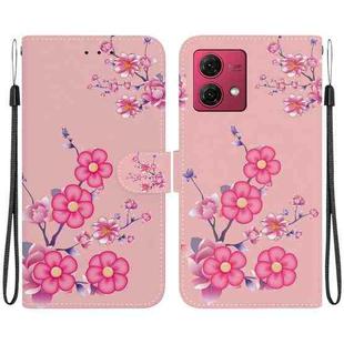 For Motorola Moto G84 Crystal Texture Colored Drawing Leather Phone Case(Cherry Blossoms)