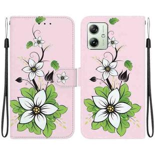 For Motorola Moto G54 Crystal Texture Colored Drawing Leather Phone Case(Lily)
