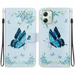 For Motorola Moto G54 Crystal Texture Colored Drawing Leather Phone Case(Blue Pansies)