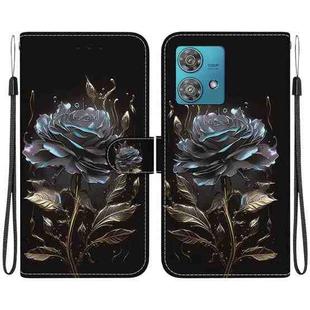 For Motorola Edge 40 Neo Crystal Texture Colored Drawing Leather Phone Case(Black Rose)