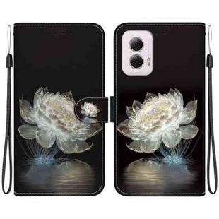 For Motorola Moto G Power 5G 2024 Crystal Texture Colored Drawing Leather Phone Case(Crystal Peony)