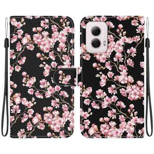For Motorola Moto G Power 5G 2024 Crystal Texture Colored Drawing Leather Phone Case(Plum Bossom)