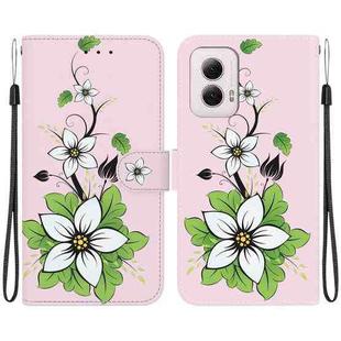 For Motorola Moto G Power 5G 2024 Crystal Texture Colored Drawing Leather Phone Case(Lily)