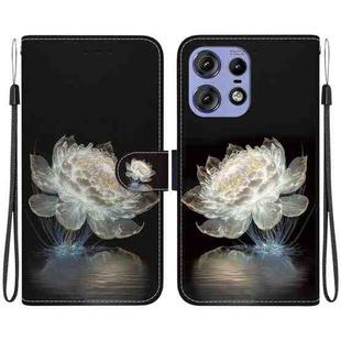 For Motorola Edge 50 Pro Crystal Texture Colored Drawing Leather Phone Case(Crystal Peony)