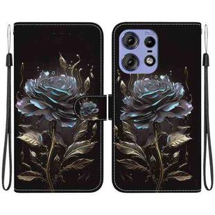 For Motorola Edge 50 Pro Crystal Texture Colored Drawing Leather Phone Case(Black Rose)