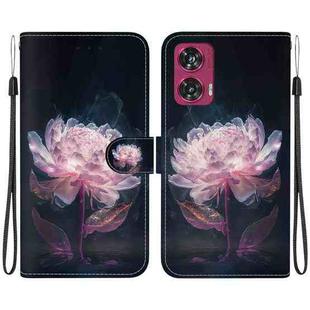 For Motorola Edge 50 Fusion Crystal Texture Colored Drawing Leather Phone Case(Purple Peony)