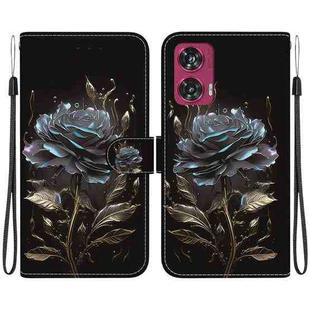 For Motorola Edge 50 Fusion Crystal Texture Colored Drawing Leather Phone Case(Black Rose)