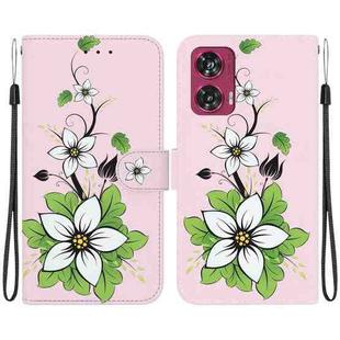 For Motorola Edge 50 Fusion Crystal Texture Colored Drawing Leather Phone Case(Lily)