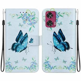 For Motorola Edge 50 Fusion Crystal Texture Colored Drawing Leather Phone Case(Blue Pansies)