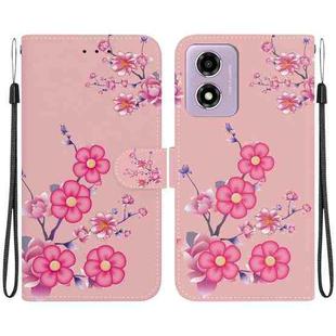 For Motorola Moto G04s / Moto E14 Crystal Texture Colored Drawing Leather Phone Case(Cherry Blossoms)