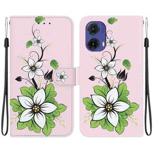 For Motorola Moto G85 Crystal Texture Colored Drawing Leather Phone Case(Lily)