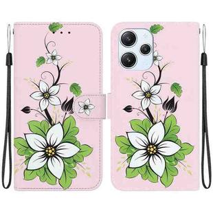 For Xiaomi Redmi 12 Crystal Texture Colored Drawing Leather Phone Case(Lily)