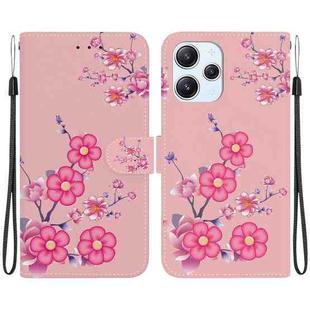 For Xiaomi Redmi 12 Crystal Texture Colored Drawing Leather Phone Case(Cherry Blossoms)