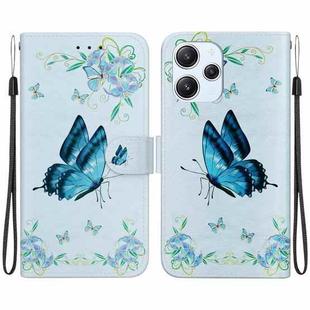 For Xiaomi Redmi 12 Crystal Texture Colored Drawing Leather Phone Case(Blue Pansies)