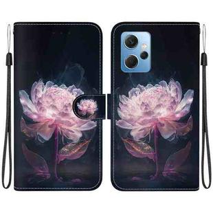 For Xiaomi Redmi Note 12 4G Global Crystal Texture Colored Drawing Leather Phone Case(Purple Peony)