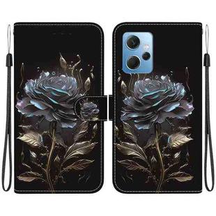 For Xiaomi Redmi Note 12 4G Global Crystal Texture Colored Drawing Leather Phone Case(Black Rose)