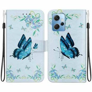 For Xiaomi Redmi Note 12 4G Global Crystal Texture Colored Drawing Leather Phone Case(Blue Pansies)