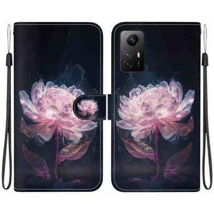 For Xiaomi Redmi Note 12S Crystal Texture Colored Drawing Leather Phone Case(Purple Peony)