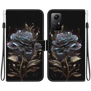 For Xiaomi Redmi Note 12S Crystal Texture Colored Drawing Leather Phone Case(Black Rose)