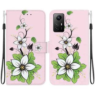 For Xiaomi Redmi Note 12S Crystal Texture Colored Drawing Leather Phone Case(Blue Pansies)