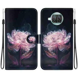For Xiaomi Mi 10T Lite 5G Crystal Texture Colored Drawing Leather Phone Case(Purple Peony)