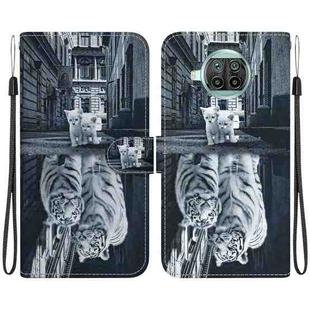 For Xiaomi Mi 10T Lite 5G Crystal Texture Colored Drawing Leather Phone Case(Cat Tiger Reflection)
