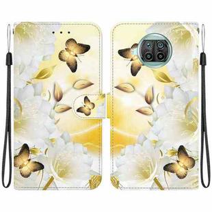 For Xiaomi Mi 10T Lite 5G Crystal Texture Colored Drawing Leather Phone Case(Gold Butterfly Epiphyllum)