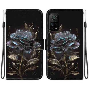 For Xiaomi Mi 10T Pro 5G / 10T Pro Crystal Texture Colored Drawing Leather Phone Case(Black Rose)