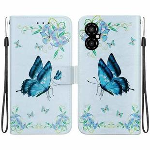 For Xiaomi Poco M4 5G Crystal Texture Colored Drawing Leather Phone Case(Blue Pansies)