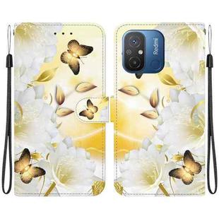 For Xiaomi Redmi 12C / 11A Crystal Texture Colored Drawing Leather Phone Case(Gold Butterfly Epiphyllum)