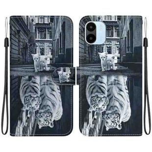 For Xiaomi Redmi A1 / A2 Crystal Texture Colored Drawing Leather Phone Case(Cat Tiger Reflection)