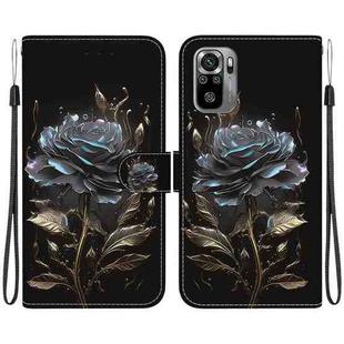 For Xiaomi Redmi Note 10 4G / Note 10S Crystal Texture Colored Drawing Leather Phone Case(Black Rose)