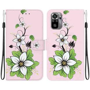 For Xiaomi Redmi Note 10 4G / Note 10S Crystal Texture Colored Drawing Leather Phone Case(Lily)