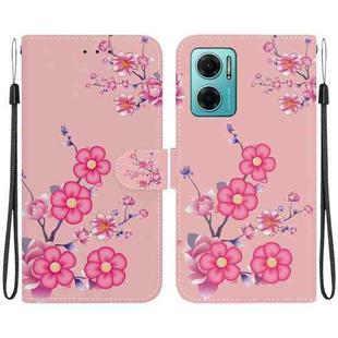 For Xiaomi Redmi 10 5G / Note 11E Crystal Texture Colored Drawing Leather Phone Case(Cherry Blossoms)