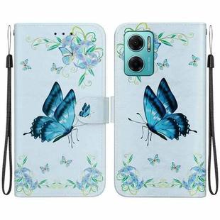 For Xiaomi Redmi 10 5G / Note 11E Crystal Texture Colored Drawing Leather Phone Case(Blue Pansies)